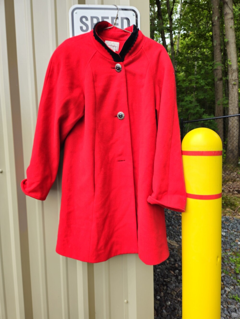 Worthington Red Wool Peacoat Womens Doublebreasted Blend Size 10 Vtg Distressed